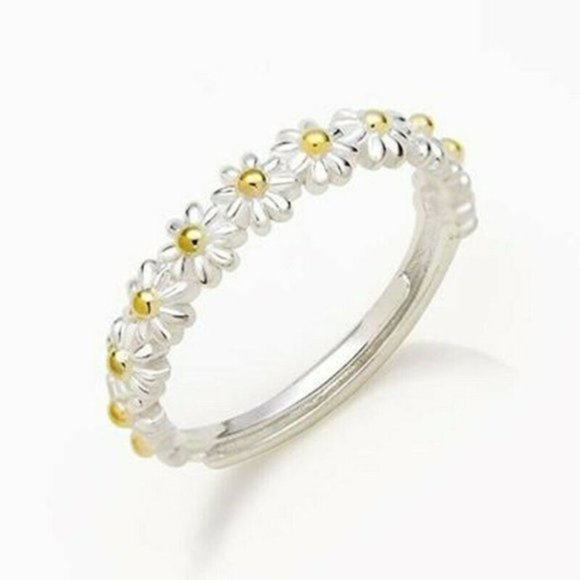 New Beautiful 925 Silver Daisy Band Ring - Picture 3 of 3